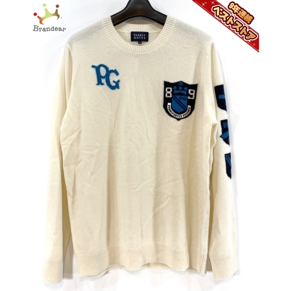 パーリーゲイツ PEARLY GATES 長袖セーター サイズ5 XL - 白×ブルー×黒