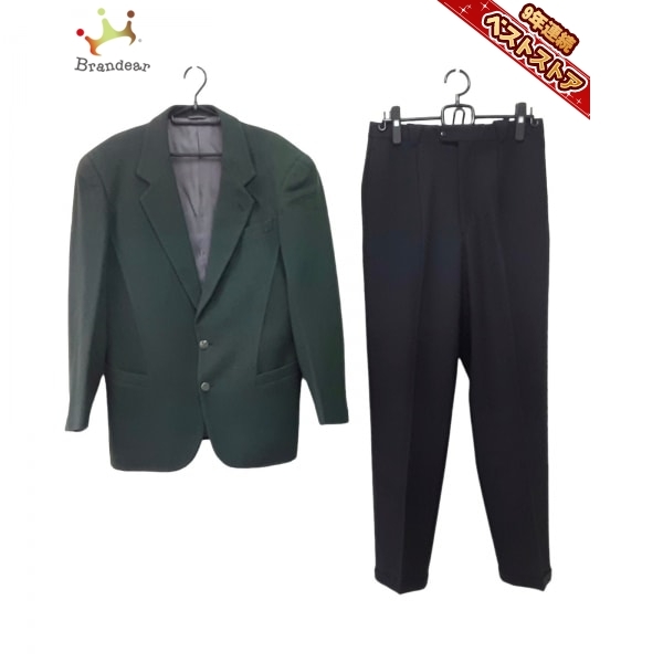 ティエリーミュグレー Thierry Mugler シングルスーツ - ブルーグリーン×黒 メンズ ネーム刺繍 メンズスーツ