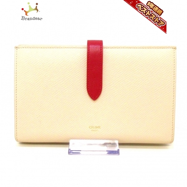 激安☆超特価 セリーヌ 長財布 ベージュ×レッド bathandtile.co.nz