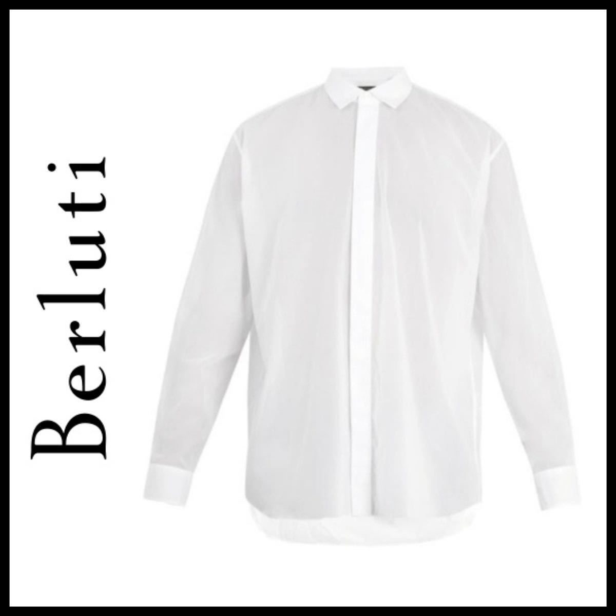 新しい ドレスシャツwhite 比翼 shirt collar oversize 18ss ベルルッティ Berluti 定価：約66,000円 vuitton louis burberry gucci Mサイズ
