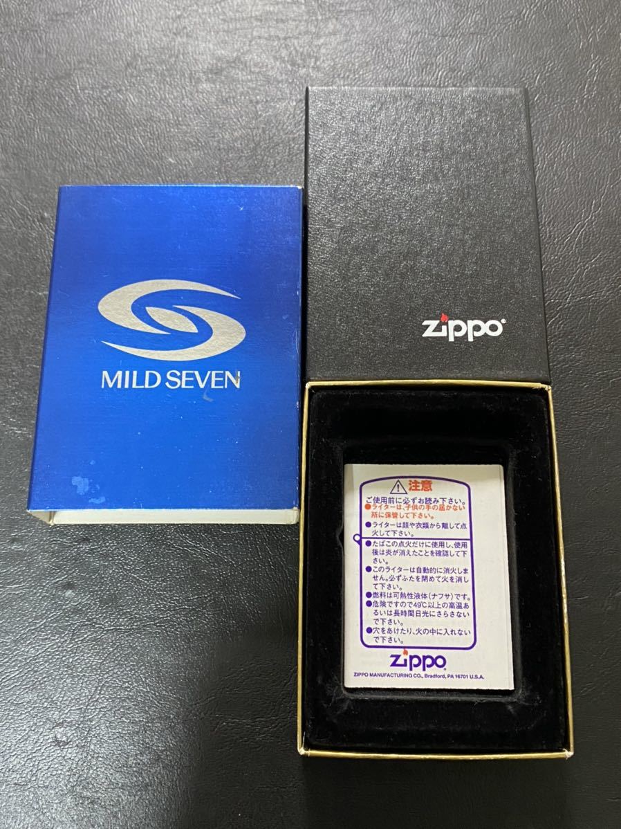 zippo マイルドセブン 若野桂デザイン 限定品 4面加工 希少モデル 2003年製 MILD SEVEN シルバーインナー 2003年製 専用ケース 保証書