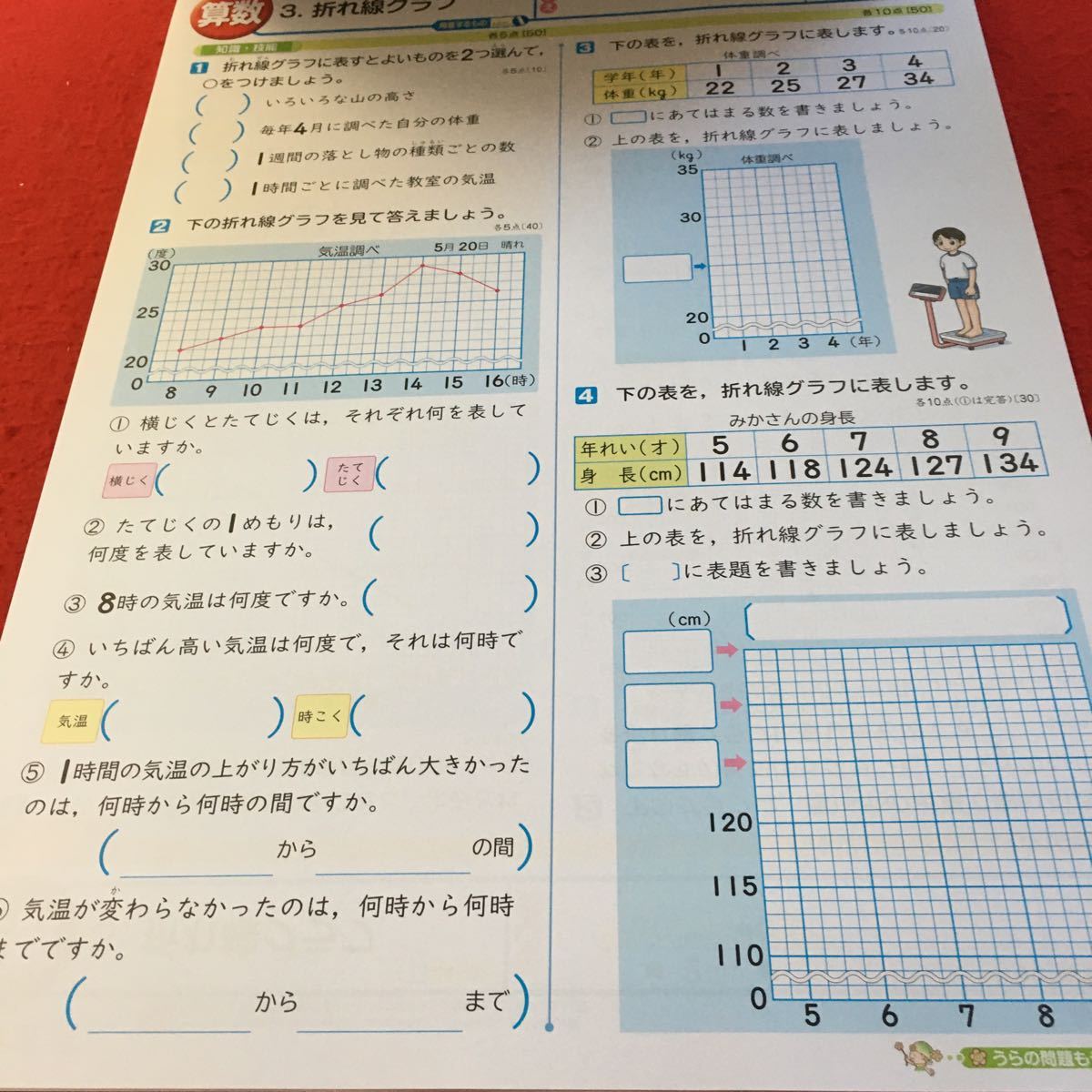 Z7-006 算数C 4年生 ドリル 計算 テスト プリント 予習 復習 国語 算数 理科 社会 英語 家庭科 家庭学習 非売品 教育同人社 スヌーピー _画像4