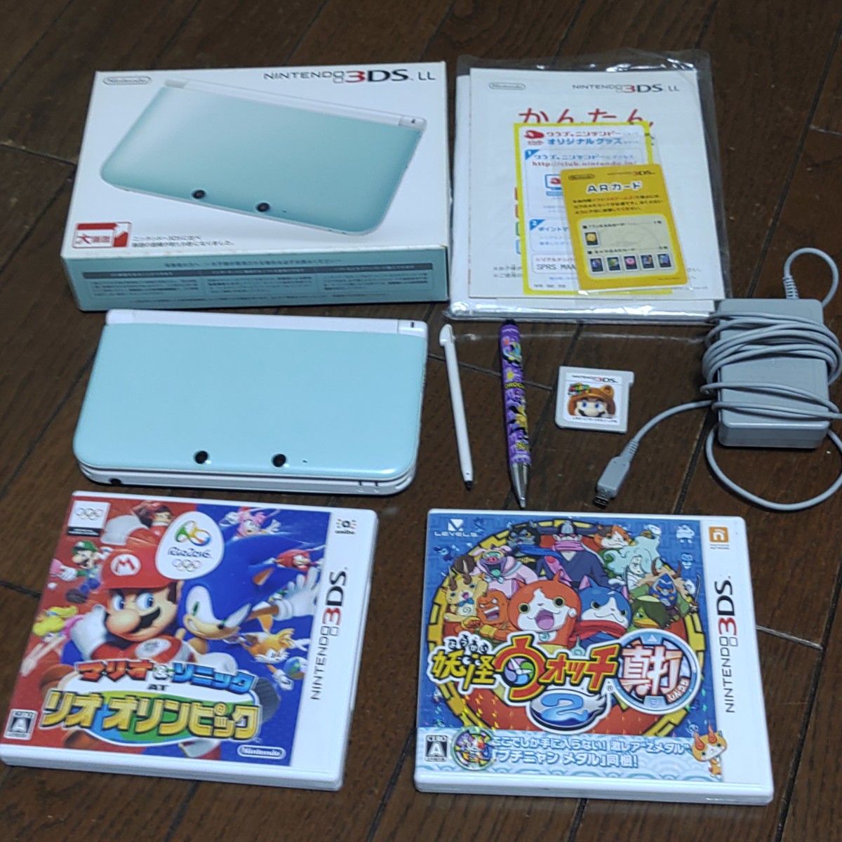 ニンテンドー 3DS LL ミント ホワイト本体+ソフト3本+おまけ テレビ
