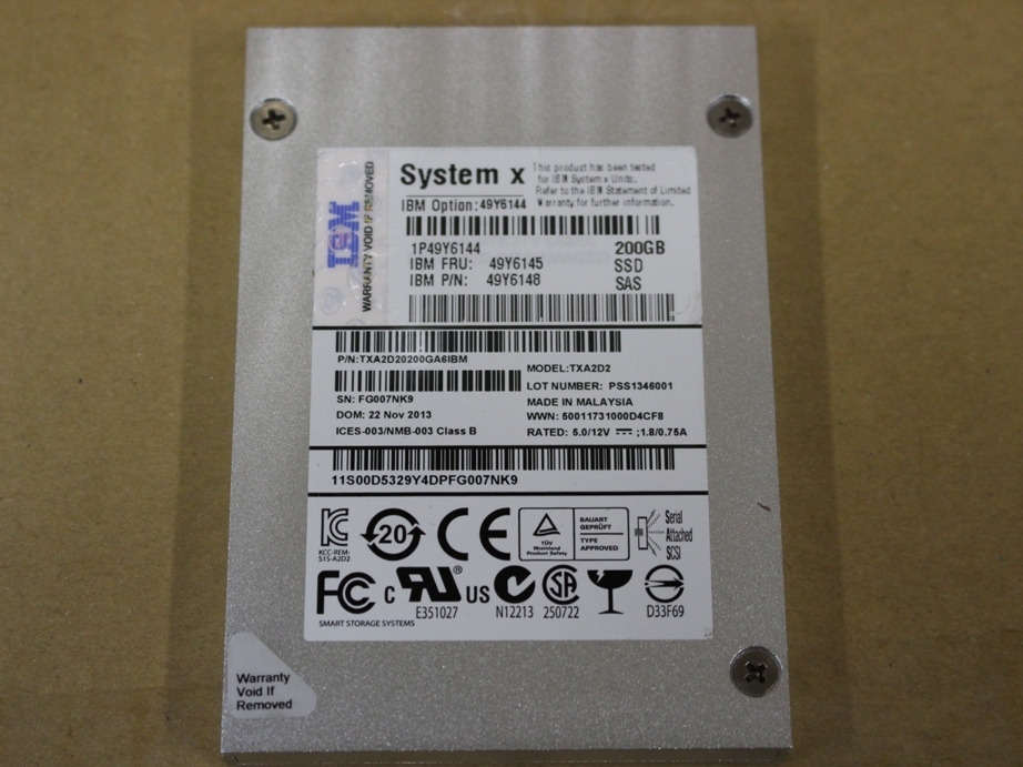 人気商品 大容量 SYSTEM X SSD 49Y6144 IBM 200GB SATA 2.5インチ 代引き可_画像1