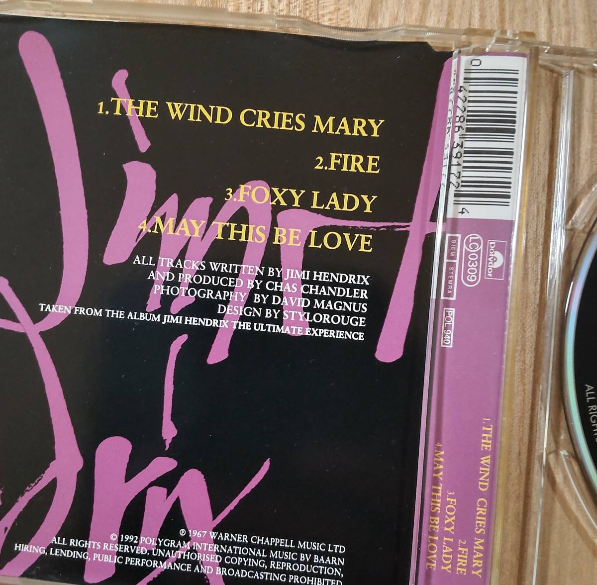 Jimi Hendrix ☆「The Wind Cries Mary」 ドイツ盤 マキシＣＤ_画像3