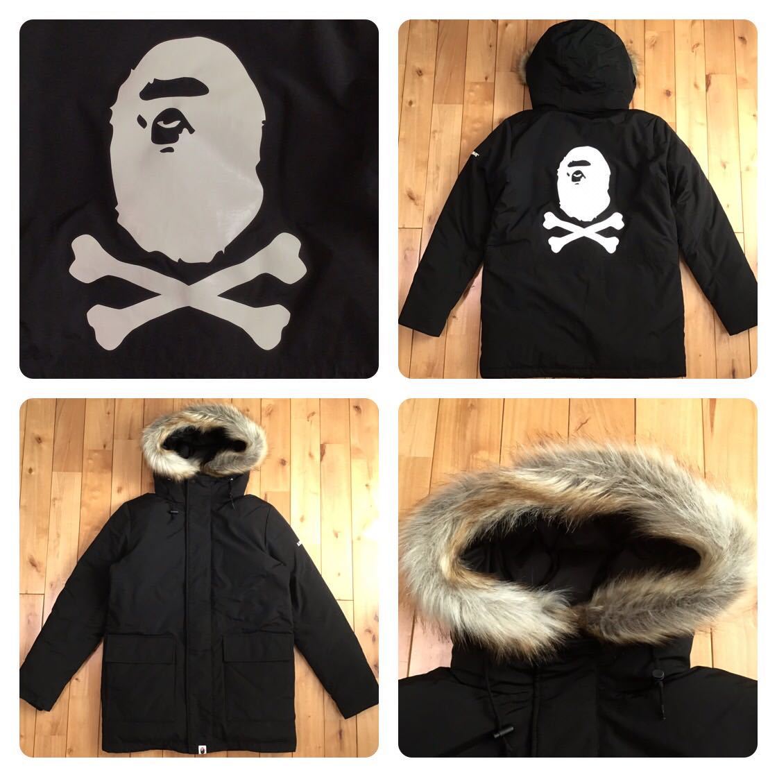 ファー付き ダウンジャケット Sサイズ FUR hoodie down jacket a bathing ape bape pirate エイプ ベイプ アベイシングエイプ m1716_画像1