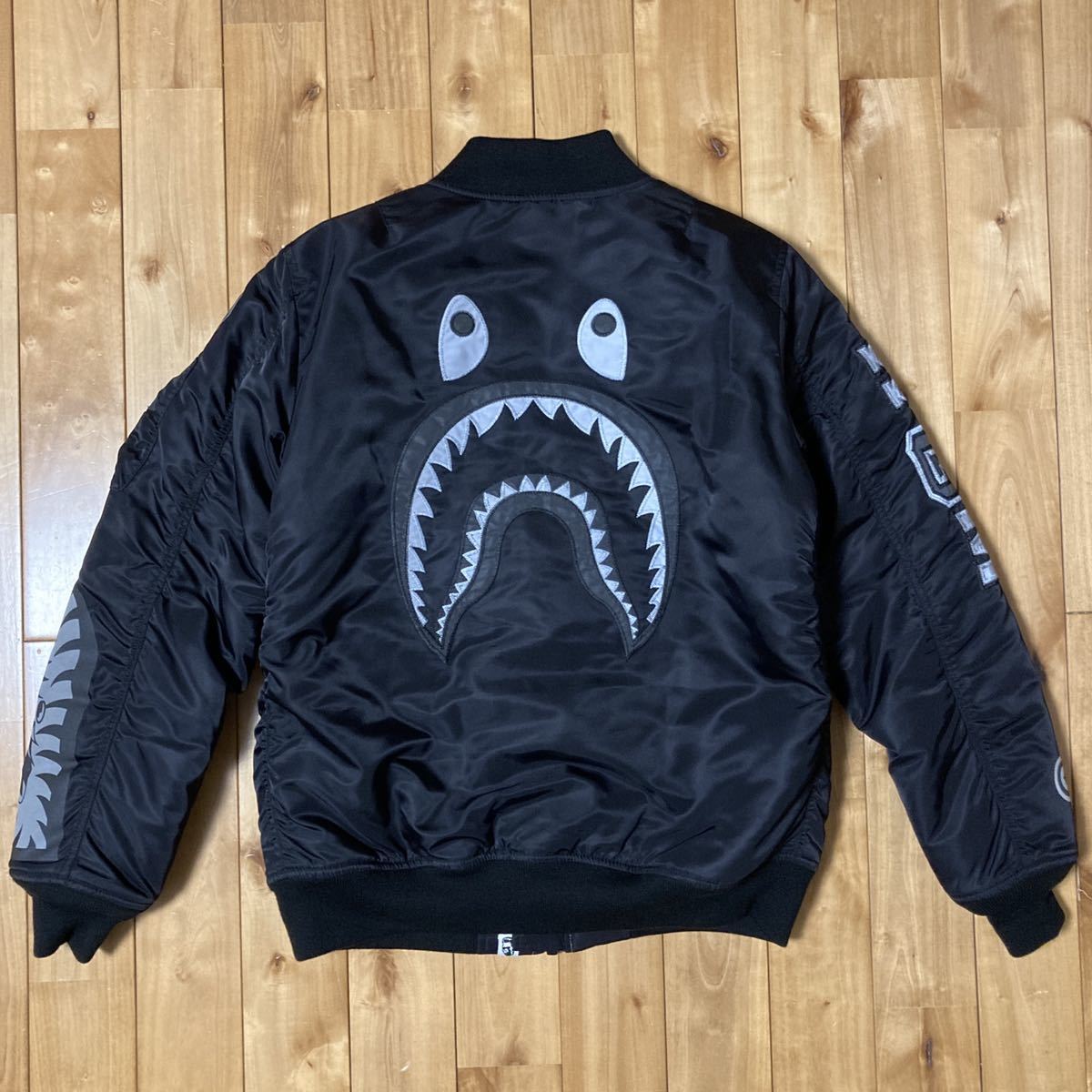 REFLECTOR SHARK MA-1 bomber jacket Sサイズ black a bathing ape BAPE エイプ ベイプ アベイシングエイプ シャーク ジャケット w20の画像3