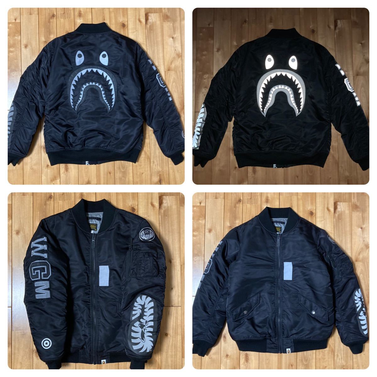 REFLECTOR SHARK MA-1 bomber jacket Sサイズ black a bathing ape BAPE エイプ ベイプ アベイシングエイプ シャーク ジャケット w20の画像1