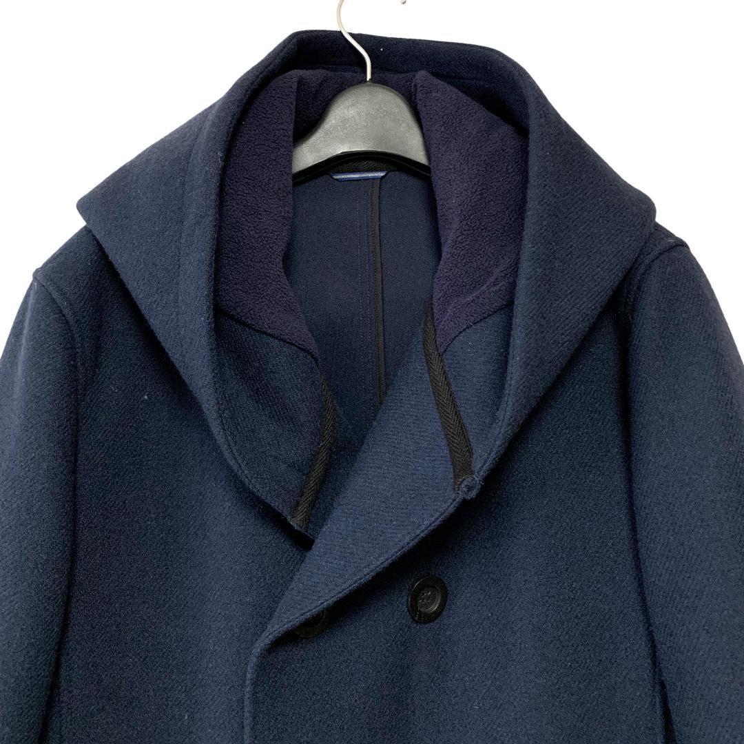 【即決】国内正規品 junhashimoto ジュンハシモト SHAWL HOODED COAT ショールフードコート/5/ネイビー/1011920001/2020年製/_画像2