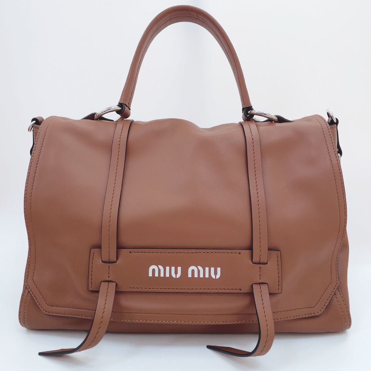新品》miumiu ビッグロゴ トートバッグ ボストンバッグ レディース