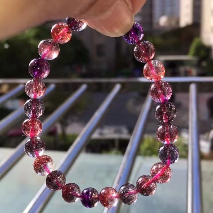 高級】フラワー パープルルチル スーパーセブン ブレスレット 10.8mm