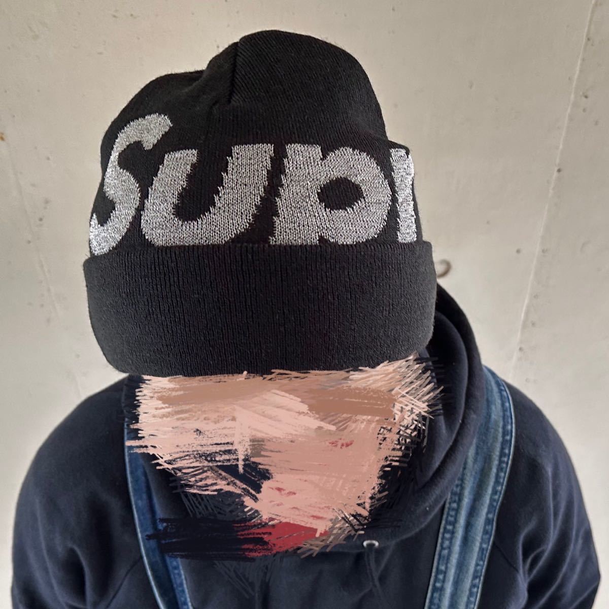 シュプリーム supremeニット帽 ニットキャップ 黒ニット Beanie