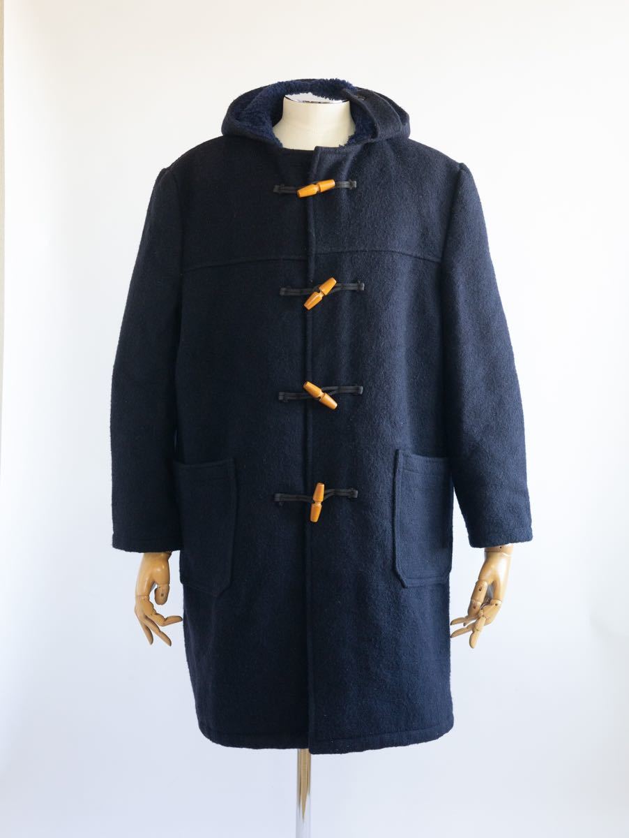 [UK Vintage ]60s 70s 80s ARCO reverse side boa duffle coat euro Vintage 50s 90s invertere gloverall hermes Moore black 