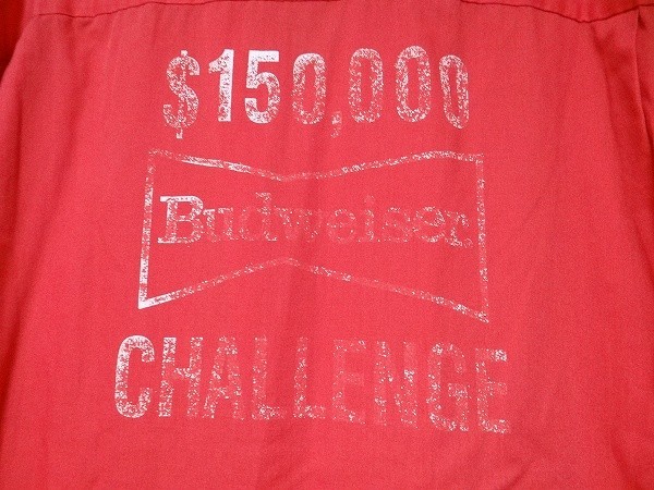 希少 80年代 ビンテージ BUD Budweiser バドワイザー ボーリングシャツ 半袖シャツ 15,000 CHALLENGE 旧車 アメ車 ロカビリー 当時物_画像3