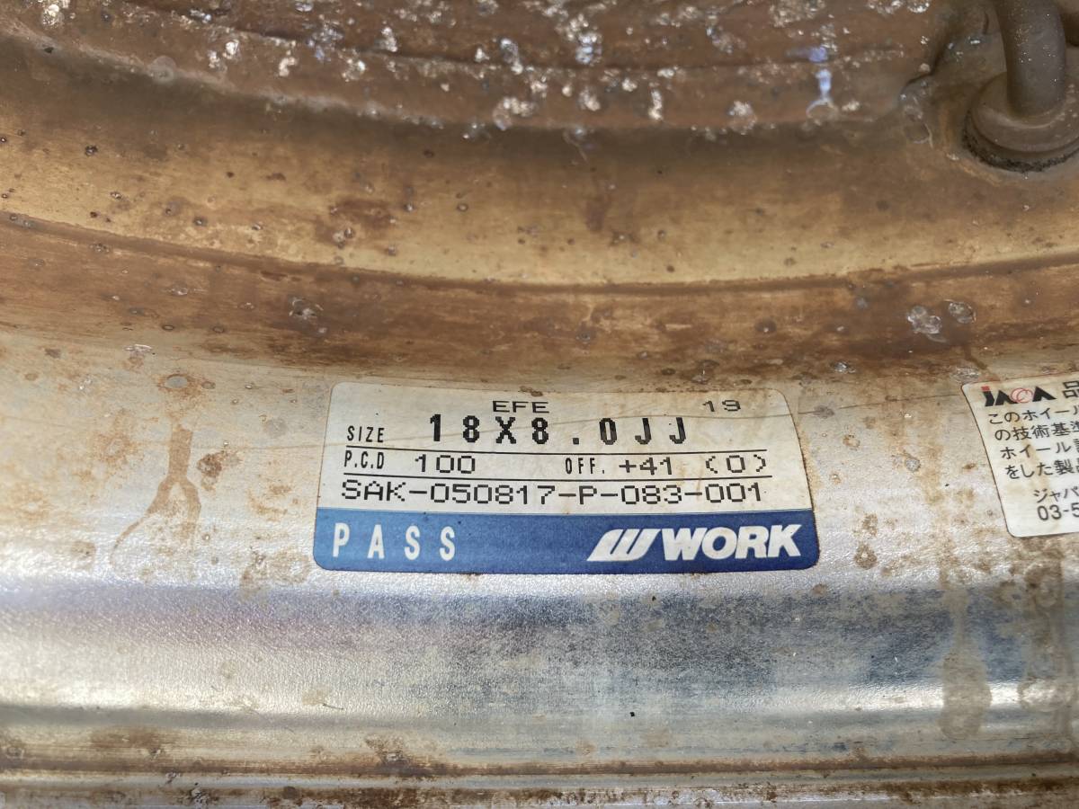 ワーク WORK ホイールセット ユーロラインFE 18インチ 8J 8.5J 5H-100 4本セット ZN6 ZC6 86 BRZ用