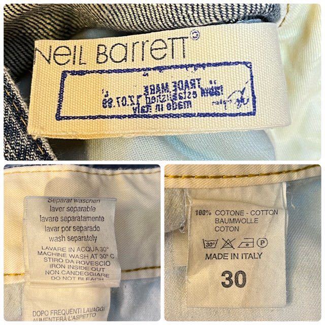 K533 メンズ パンツ Neil Barrett ニールバレット デニム ジーンズ インディゴ 加工 細身 スリム / W30 全国一律送料520円_画像2