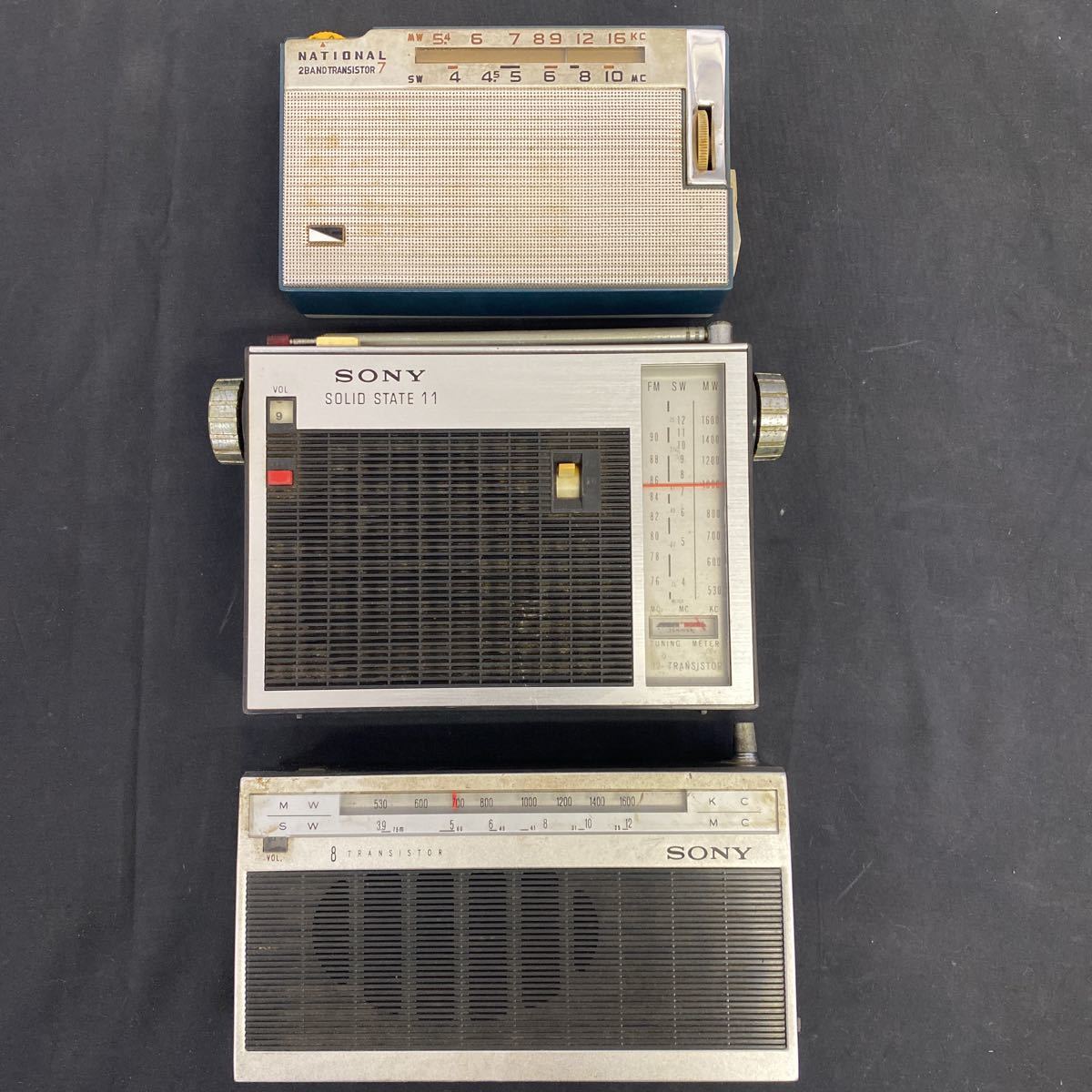 昭和レトロ ラジオ 3点まとめ売り national/ナショナル トランジスタ7 SONY/ソニー 5R-91 TFM-110F アンティーク 当時物 60-69