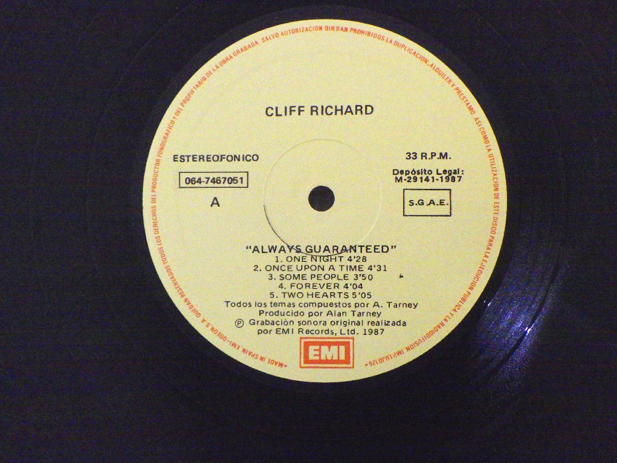 LP レコード CLIFF RICHARD クリフ リチャード ALWAYS GUARANTEED 【E-】 D4388T_画像3