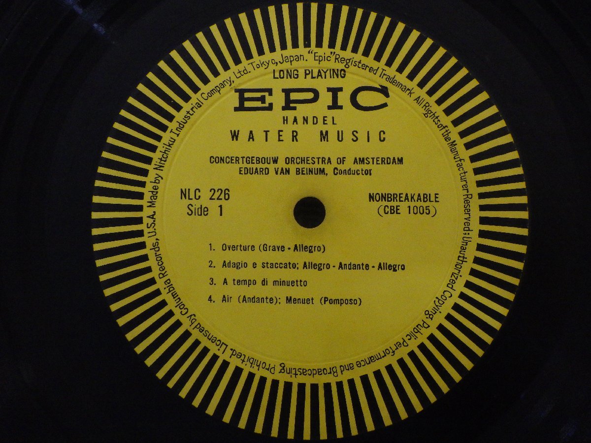レコード EDUARD VAN BEINUM エドゥアルト ヴァン べイヌム指揮 他 HANDEL WATER MUSIC ヘンデル 水上の音楽 【E-】 D6528D_画像4