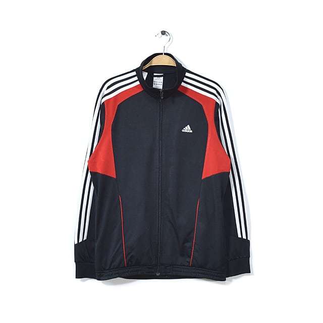 【送料無料】adidas アディダス ジャージ 赤 黒 白 トラックジャケット パフォーマンスロゴ L相当 @CK0056