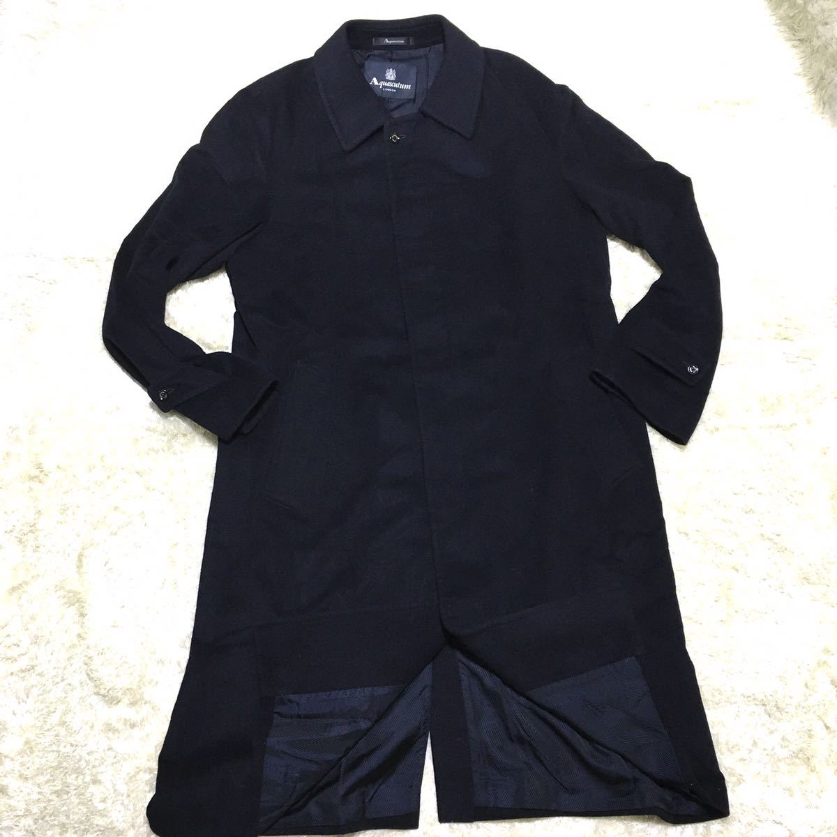 Aquascutum イングランド製 ピュアカシミア ステンカラーコート