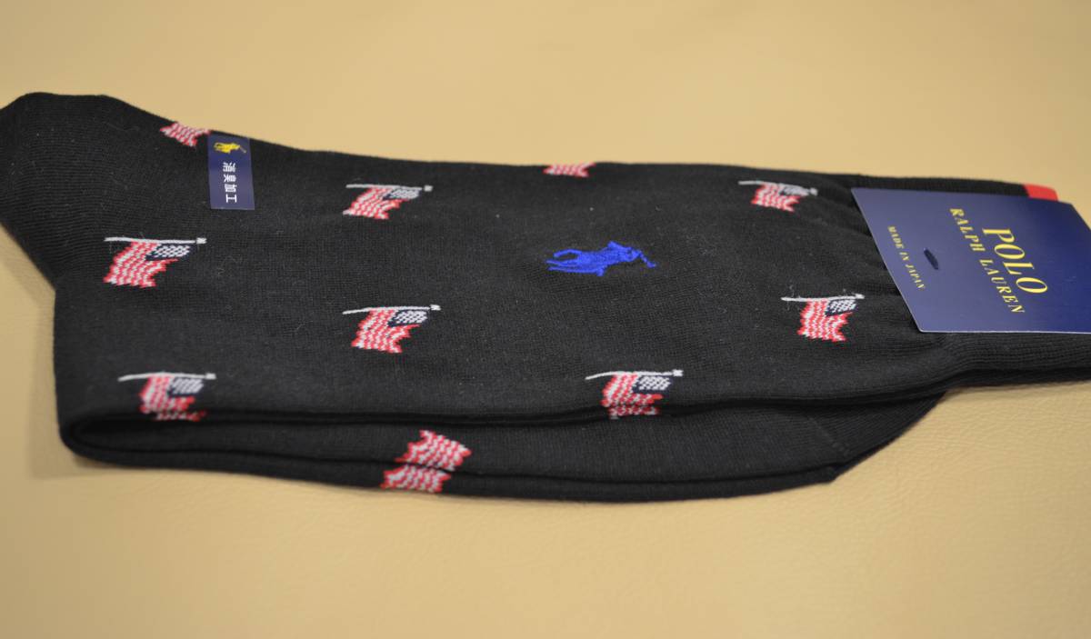  новый товар не использовался с биркой мужчина мужской POLO RALPH LAUREN Polo Ralph Lauren флаг общий рисунок носки сделано в Японии бесплатная доставка 