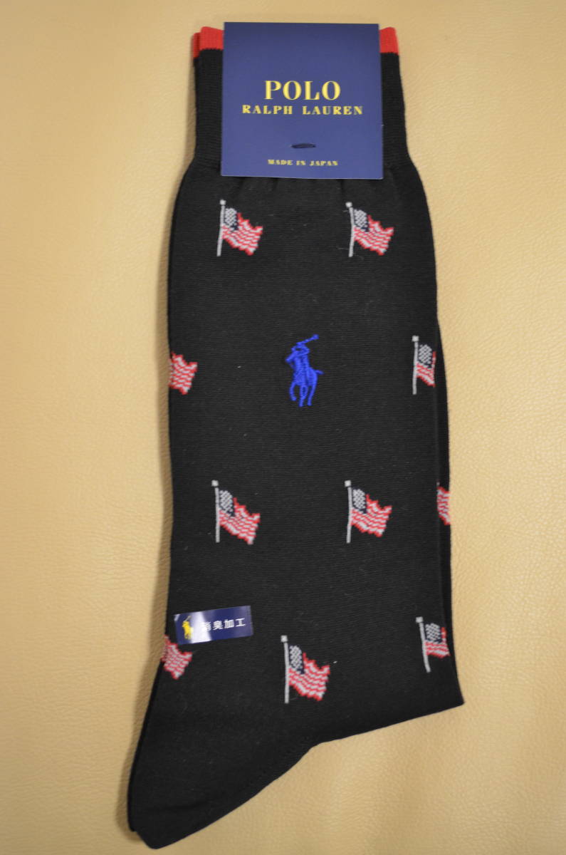  новый товар не использовался с биркой мужчина мужской POLO RALPH LAUREN Polo Ralph Lauren флаг общий рисунок носки сделано в Японии бесплатная доставка 