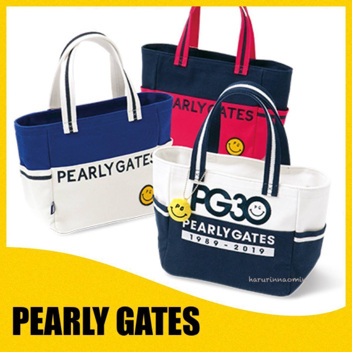 新品★正規★PEARLY GATES/パーリーゲイツ★30周年★ロゴ/ニコ★カートバッグ/トートバッグ/バッグ★白/紺★メンズ/レディース★限定★_画像3