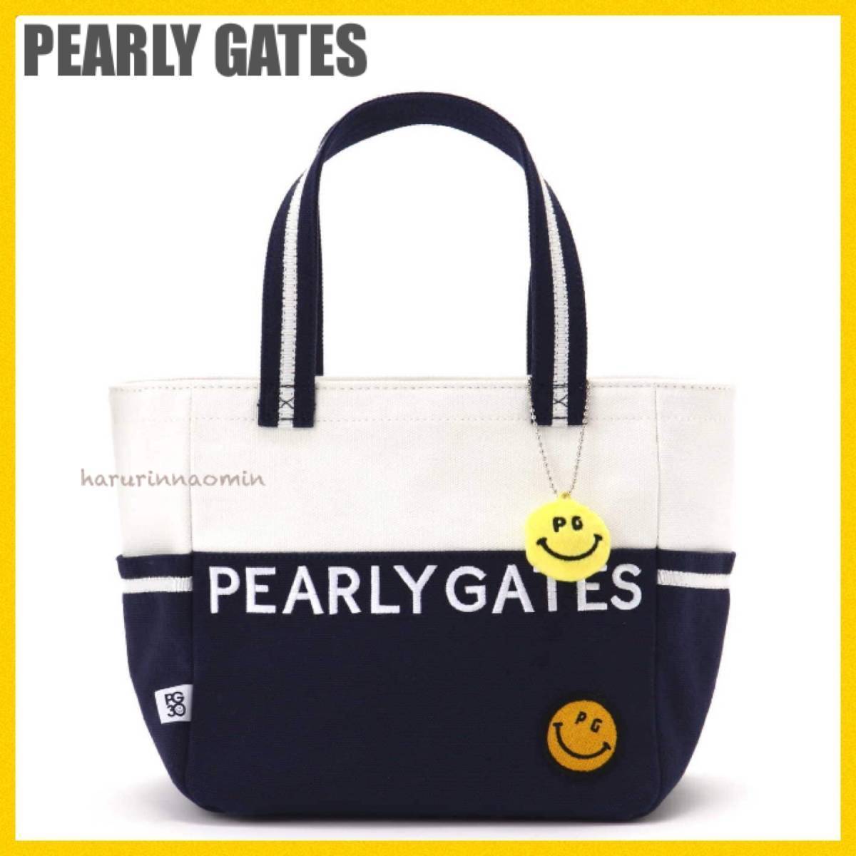 新品★正規★PEARLY GATES/パーリーゲイツ★30周年★ロゴ/ニコ★カートバッグ/トートバッグ/バッグ★白/紺★メンズ/レディース★限定★_画像1