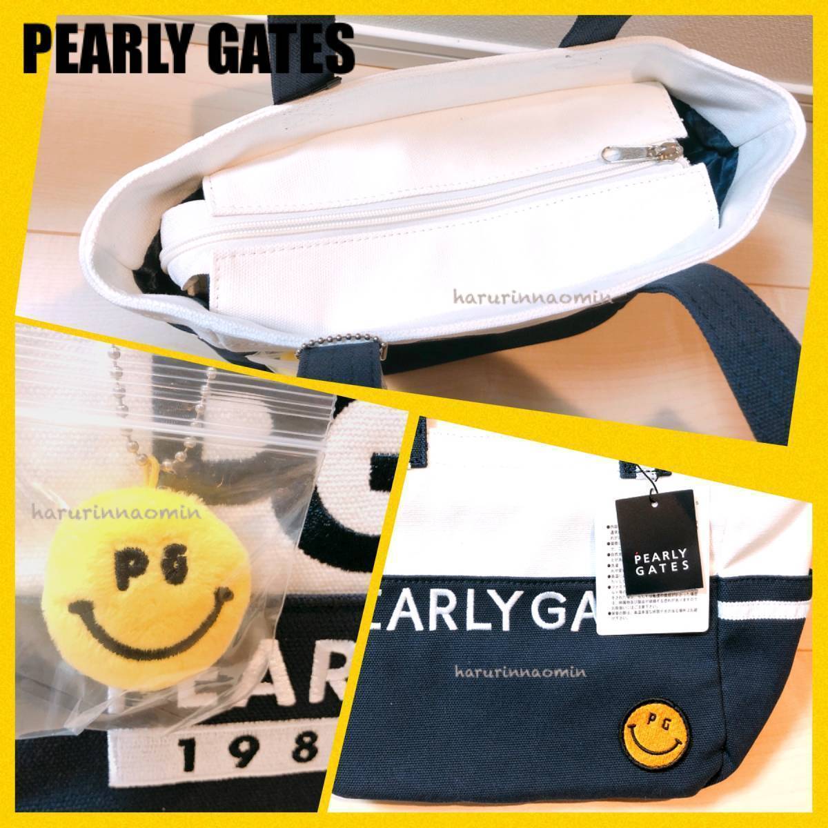 新品★正規★PEARLY GATES/パーリーゲイツ★30周年★ロゴ/ニコ★カートバッグ/トートバッグ/バッグ★白/紺★メンズ/レディース★限定★_画像4