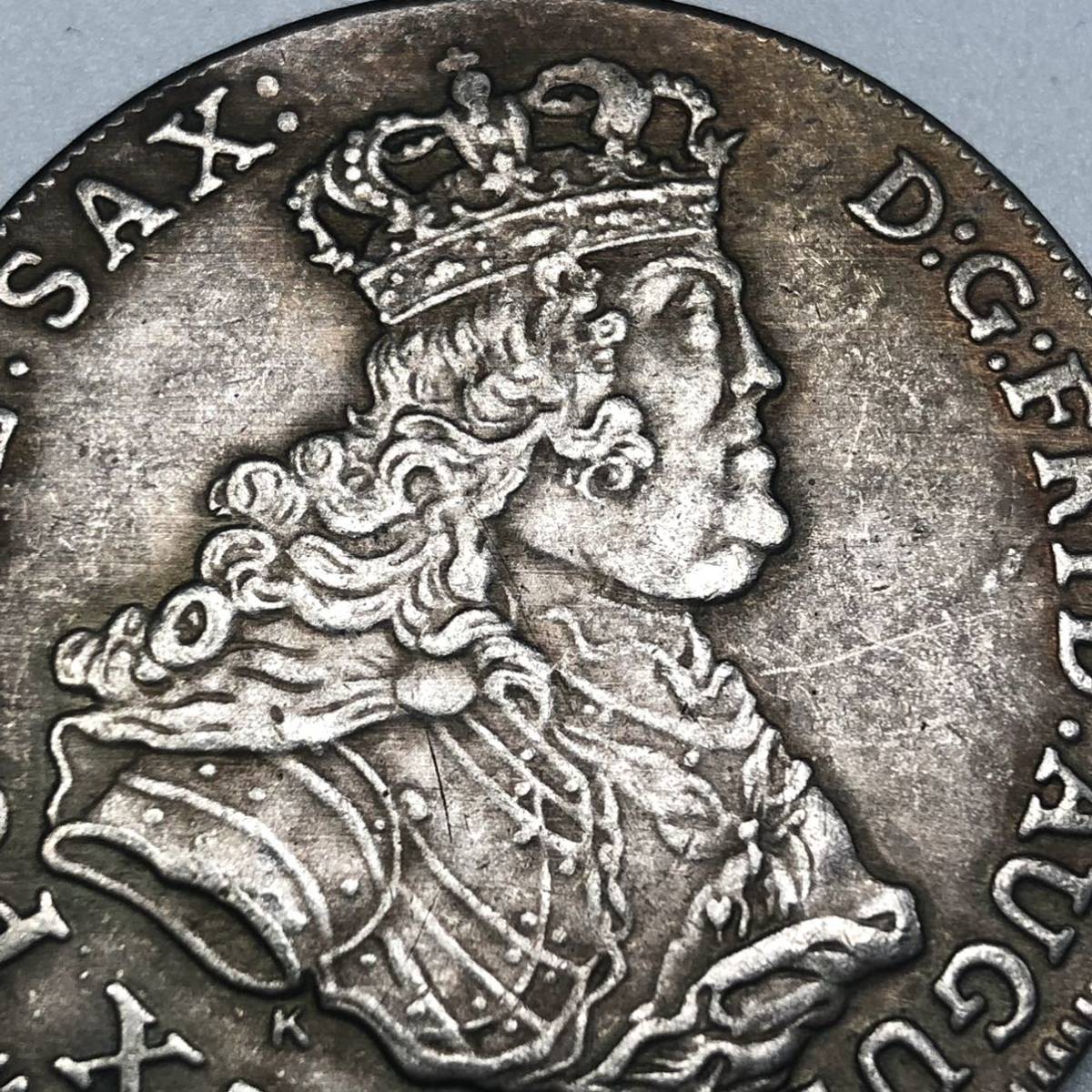 古銭　海外コイン　銀貨　アンティーク硬貨　1762年　量目約24.5g_画像2