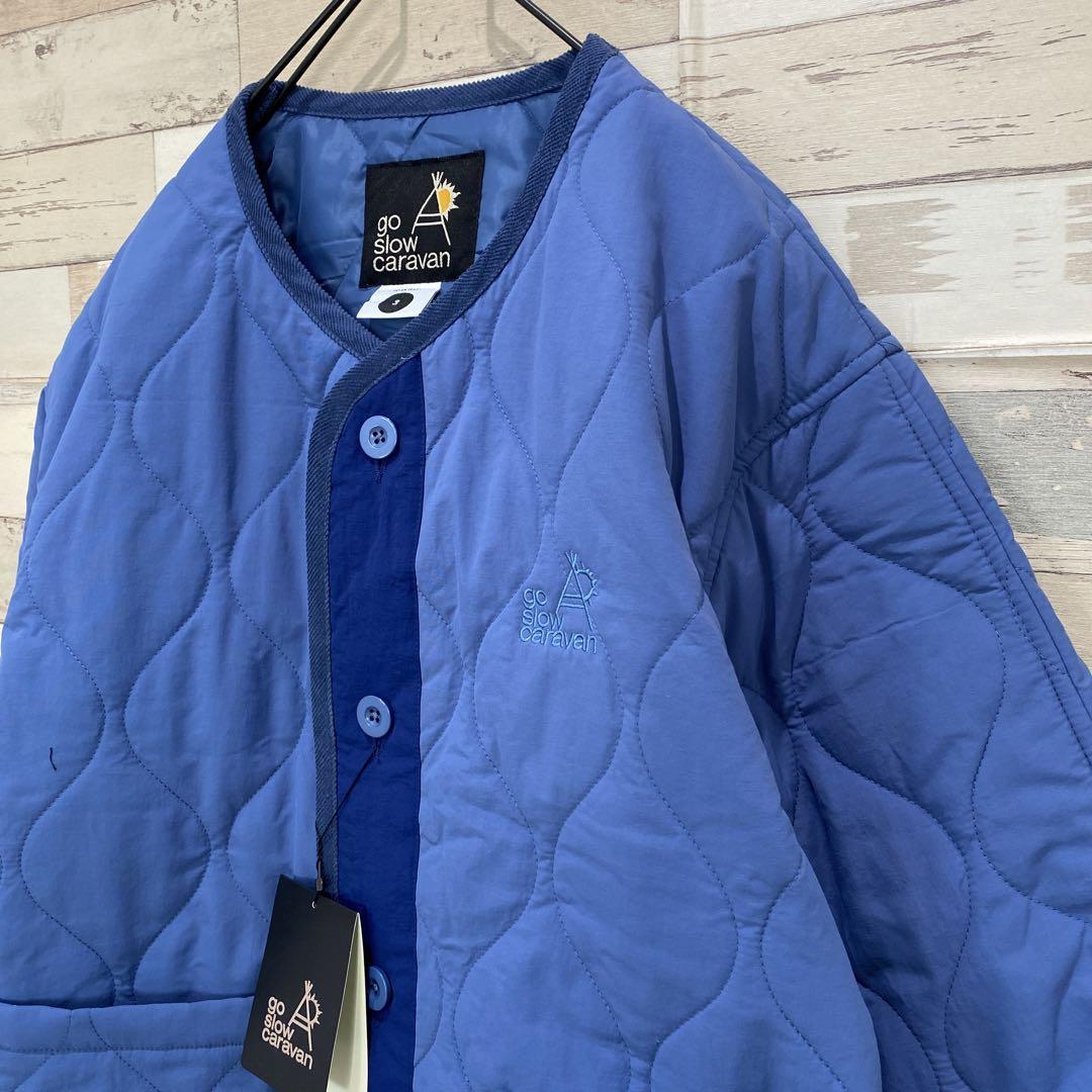 未使用新品】go slow caravan ジャケット ブルー ナイロン 中綿 未使用新品】go slow caravan ジャケット ブルー ナイロン 中綿