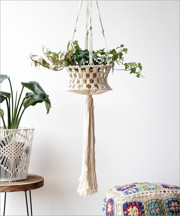 mak lame basket stylish pot cover planter cotton rope hanging ornament natural mak lame hanging basket L