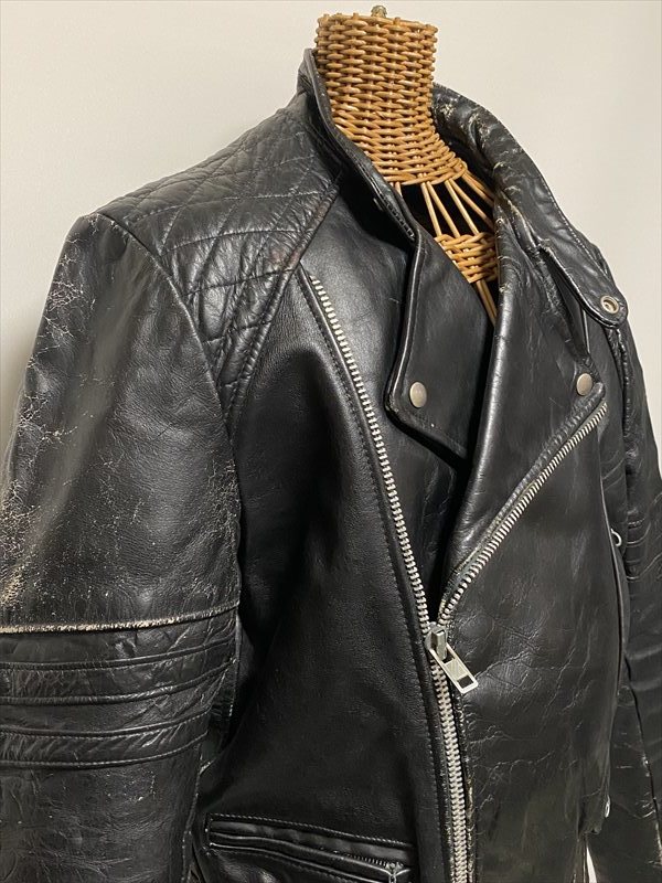 ★USED/VINTAGE/LEATHER JACKET/MOTOR CYCLE/RIDERS/OLEG CASSINI/レザージャケット/ライダース/オレグカッシーニ/立ち襟/ビンテージ★_画像3