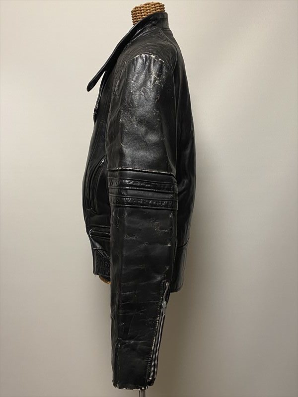 ★USED/VINTAGE/LEATHER JACKET/MOTOR CYCLE/RIDERS/OLEG CASSINI/レザージャケット/ライダース/オレグカッシーニ/立ち襟/ビンテージ★_画像6