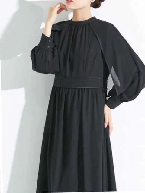 新品☆Lサイズ 喪服礼服おしゃれブラックフォーマルワンピース☆t133_画像8