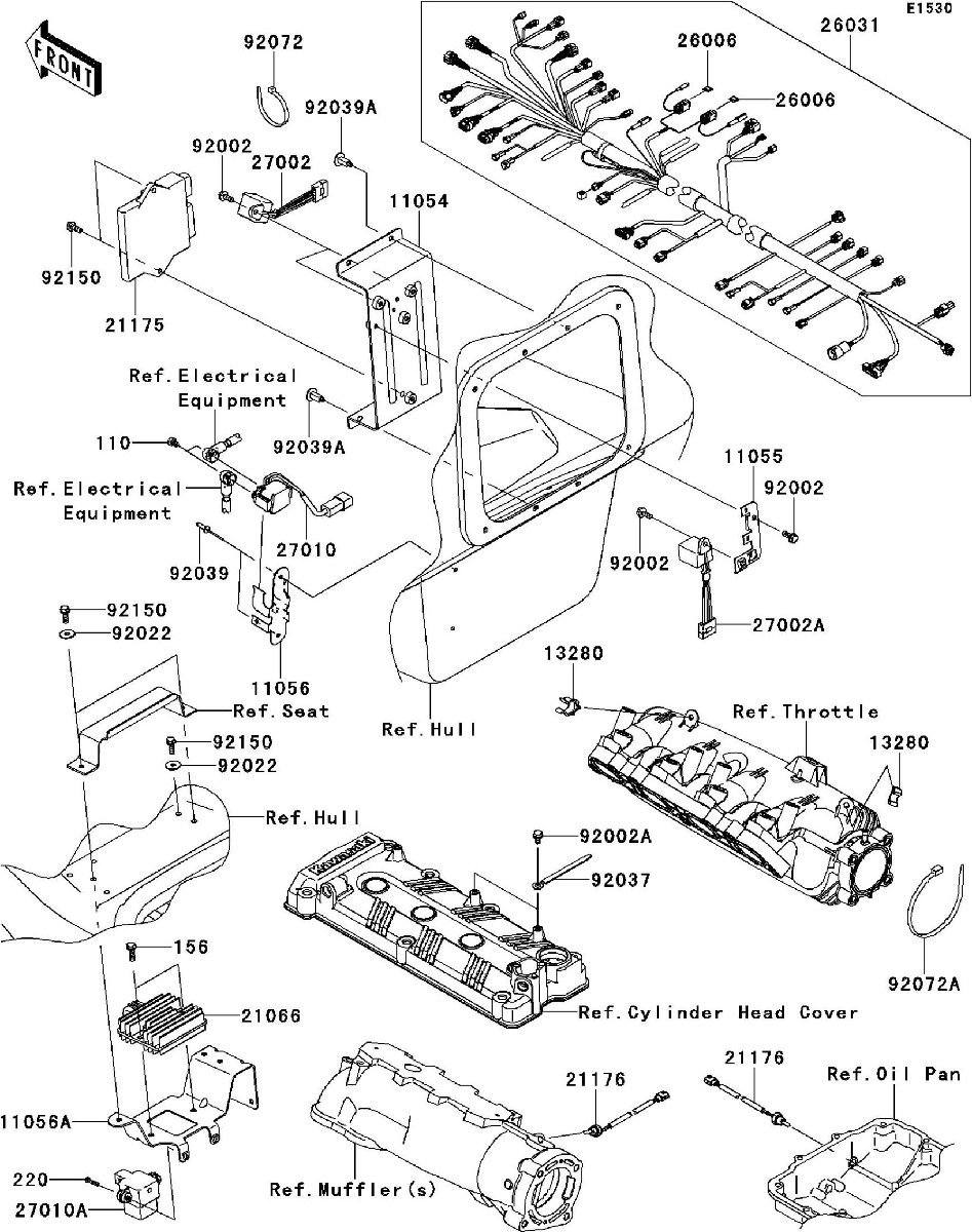 Kawasaki ULTRA300X'13 OEM section (Fuel-Injection) parts Used [K9803-18]_画像3