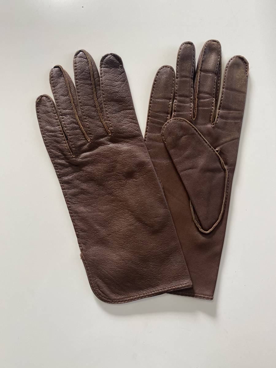 [ beautiful goods ] Lois Crayon lady's leather glove tea color leather gloves lining less Lois CRAYON