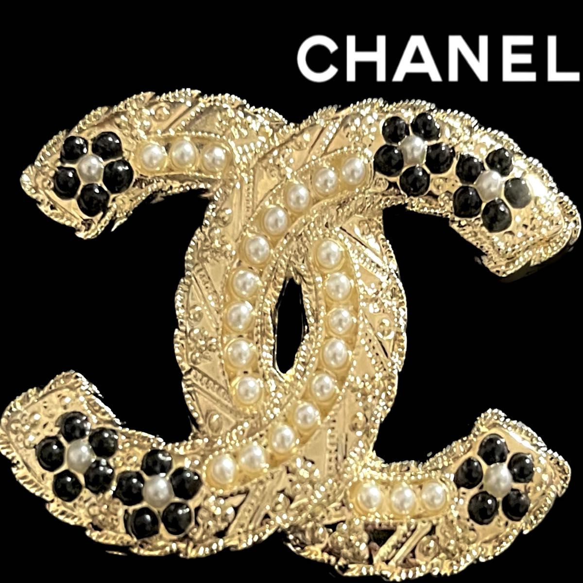 CHANEL シャネル ブローチ 美品 ヴィンテージ ゴールド 花 パール ココ