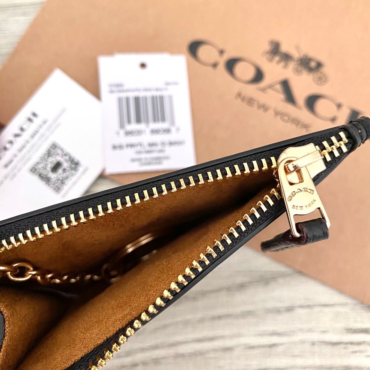 新品》COACH コーチ ブラック 花柄 シグネチャー レザー コインケース