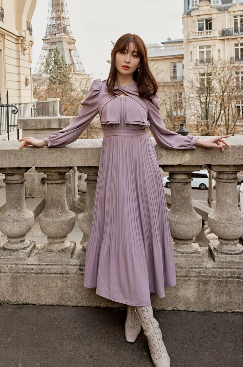 Her lip to HIT La Rochelle Pleated Dress mauve pink ssizeピンク