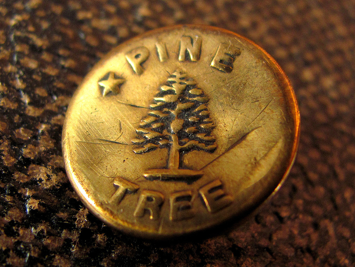 【チェンジボタン】PINE TREE 松の木柄 1900年代 ビンテージ カバーオール用 古着 (ワークウェア オーバーオール レア の画像4