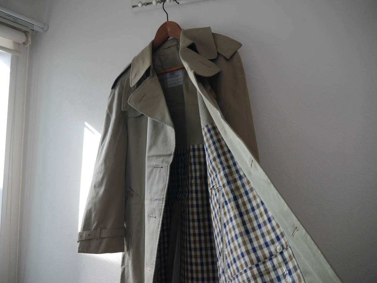 70 period England made aquascutum Aquascutum cotton 100% trench coat SHORT 34 with defect 