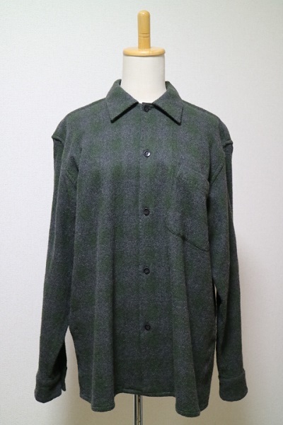 国内正規品】 COMOLI 20AW ウールチェックオープンカラーシャツ コモリ