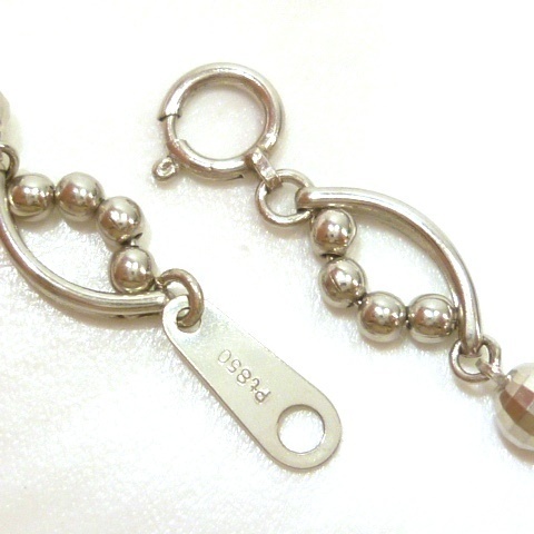 J◇Pt850 豪華なボリューム！ プラチナ デザイン チェーン ネックレス 39cm Platinum Chain necklace_画像5