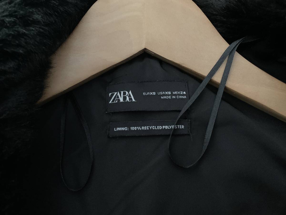 /[ unused Zara ZARA fake fur coat black eko fur anonymity shipping ]