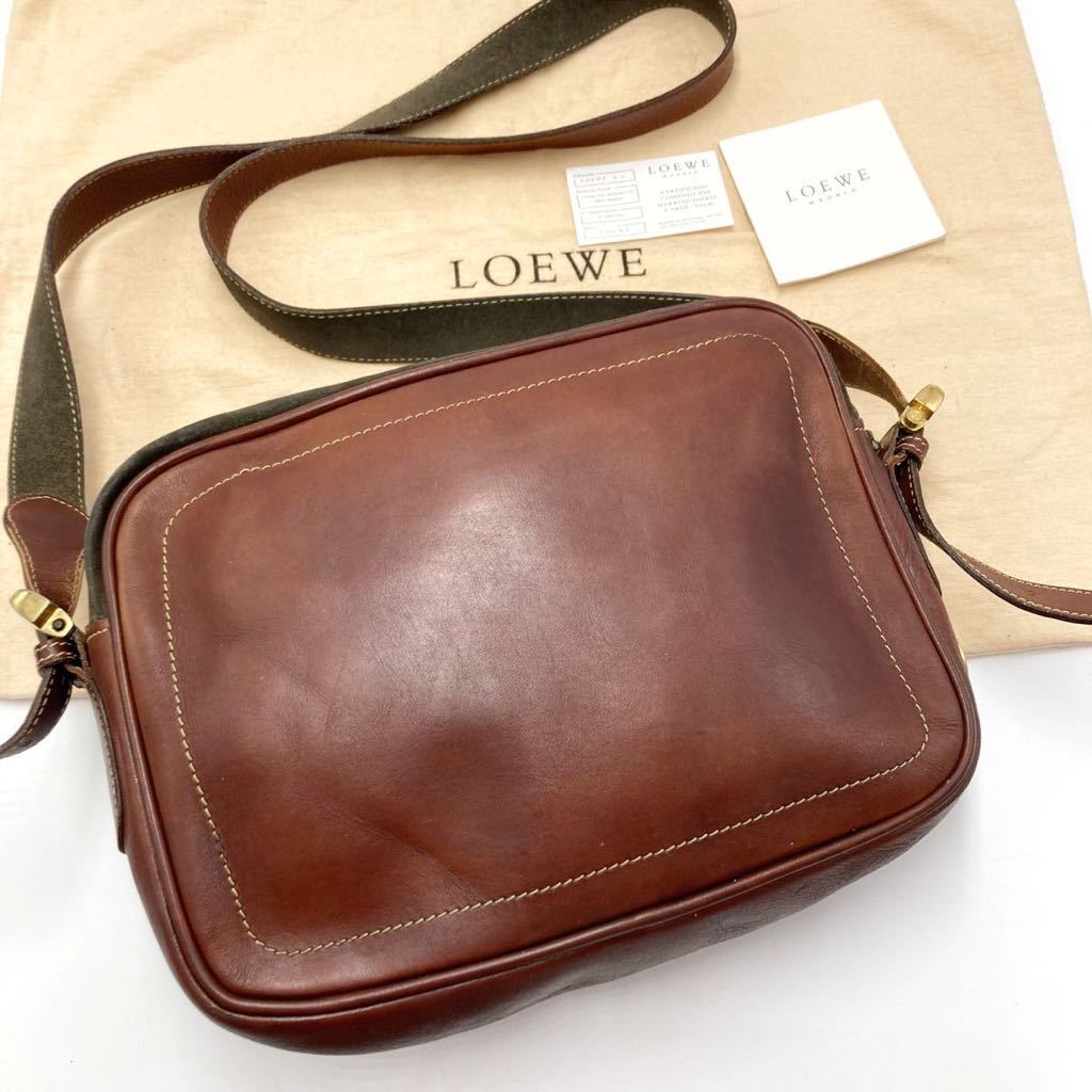 1円《極美品・希少》 LOEWE ヴィンテージ ショルダーバッグ どんぐり アナグラム ポシェット 斜めがけ ロエベ スエード レザー ブラウン _画像2