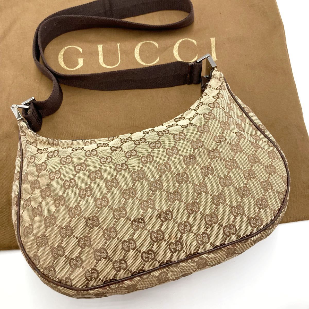 GUCCI グッチ ショルダーバッグ キャンバス クロワッサン ポシェット GG-