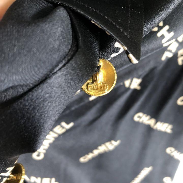 CHANEL』シャネル 飛び散りロゴ/ヴィンテージ シルクシャツ / ブラウス