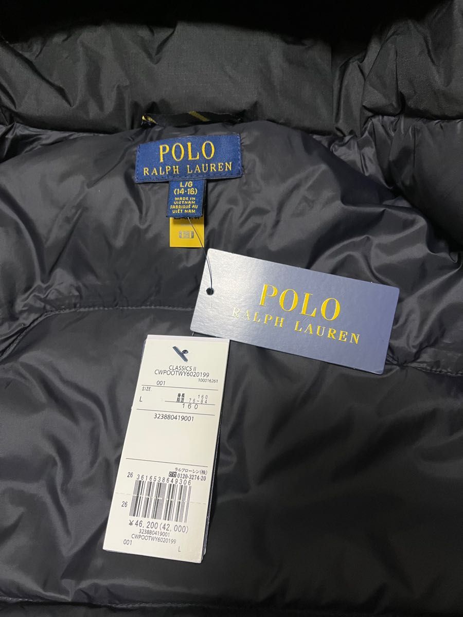 正規品 ［ラルフローレン］ポロラルフローレン RALPH LAUREN 黒　ブラック　ダウン　ダウンジャケット子供服　160cm